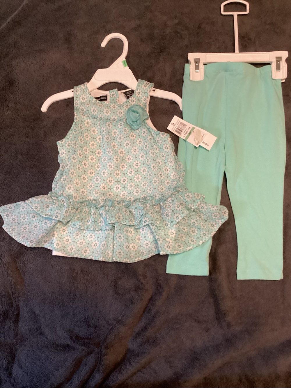 Mint green Floral Ruffle Tunic with Mint Leggings